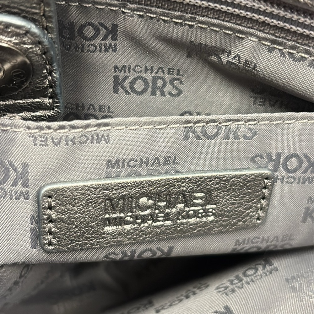 Michael Kors Hamilton Large Leather Tote Nickel Silver Satchel Shoulder Bag - Picture 8 of 9